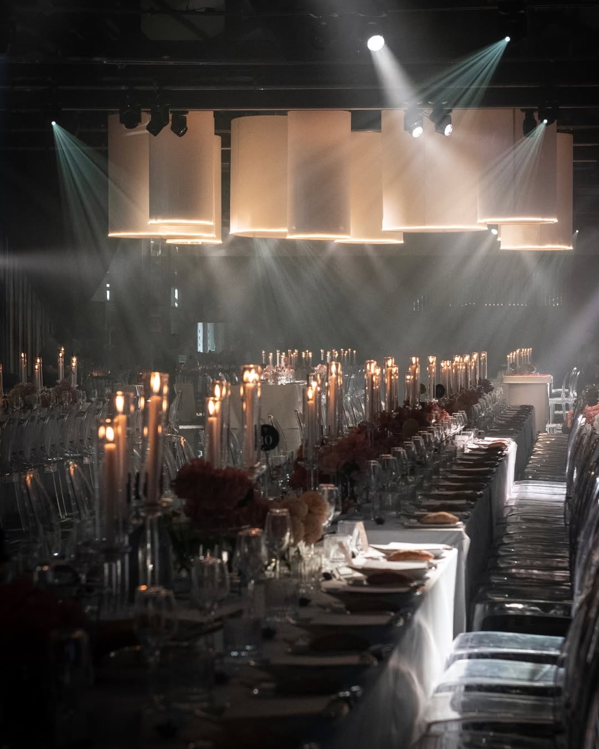 Pendant light and lamp shade hire Sydney, contemporary drum shade and sculptural pendant lighting for weddings and events